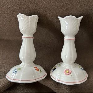 Villeroy & Boch Petite Fleur Pair Candle Holders, Pre Owned.Excellant condition.